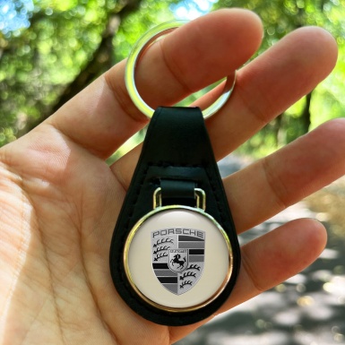 Porsche Keychain Leather Monochrome Logo 539 Edition