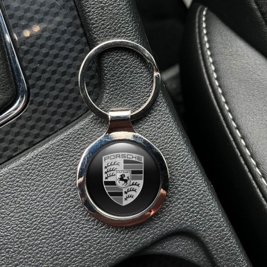 Porsche Key Chian Black Base Monochrome Logo Edition