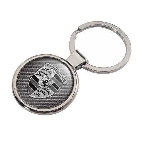 Porsche Logo Keychain Monochrome Carbon Style
