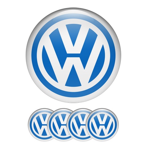 VW Volkswagen Wheel Center Cap Domed Stickers Classic Blue Ring