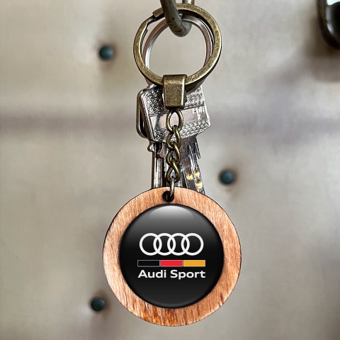 Audi Sport Keychain Handmade Wood Multicolour