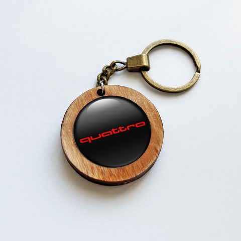 Audi Keychain Red Quattro Handmade Wood Black