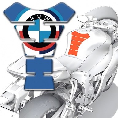 BMW Tank Guard Pads Blue Background with Big Logo Design 