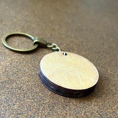 BBS Keychain Handmade from Wood Black White