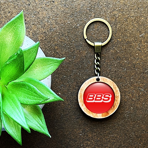 BBS Keychain Handmade from Wood Red White