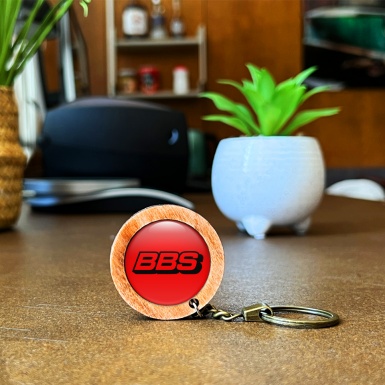 BBS Keychain Handmade from Wood Red Black