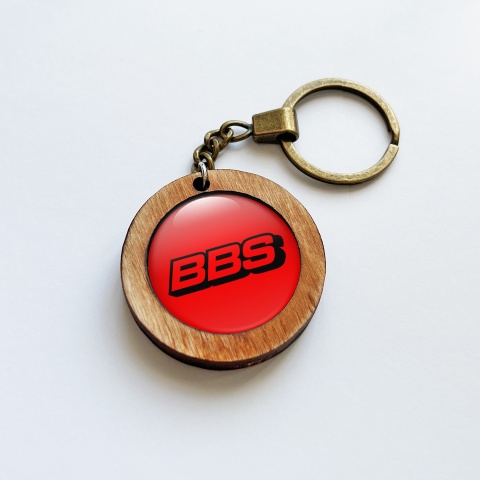 BBS Keychain Handmade from Wood Red Black