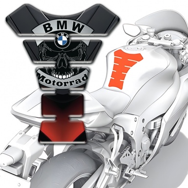 BMW Stylish Silicone Sticker Tank Guard Pads Skull Logo Motorrad Style 