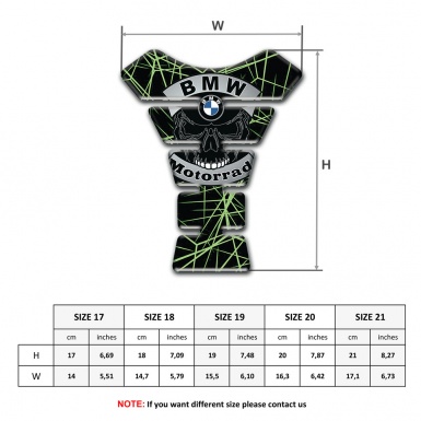 BMW Motorrad Tank Pad Protector Green Spider Web decoration and Skull Logo 