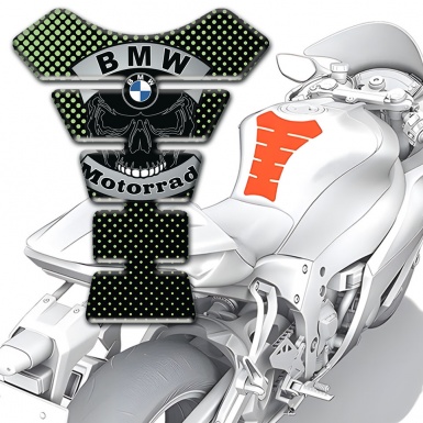 BMW Motorrad Tank Fuse Green Dots Print and Skull Logo Style