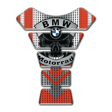 BMW Motorrad Motorbike Tank Pad Grey Red base Skull Logo Design