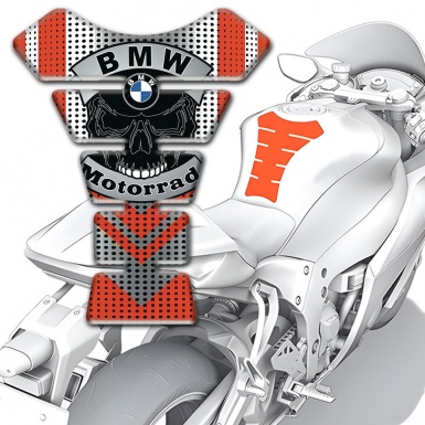 BMW Motorrad Motorbike Tank Pad Grey Red base Skull Logo Design