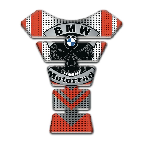 BMW Motorrad Motorbike Tank Pad Grey Red base Skull Logo Design 