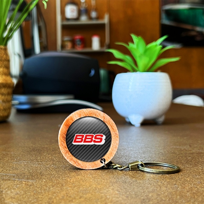 BBS Handmade Wood Keychain Carbon Red