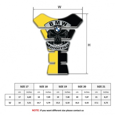 BMW Motorrad Tank Protector Yellow Black halves and Skull Logo