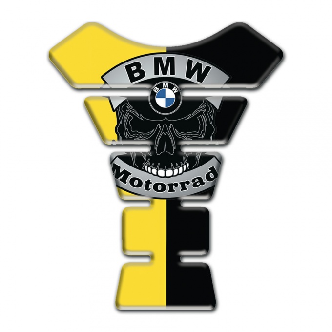 BMW Motorrad Tank Protector Yellow Black halves and Skull Logo