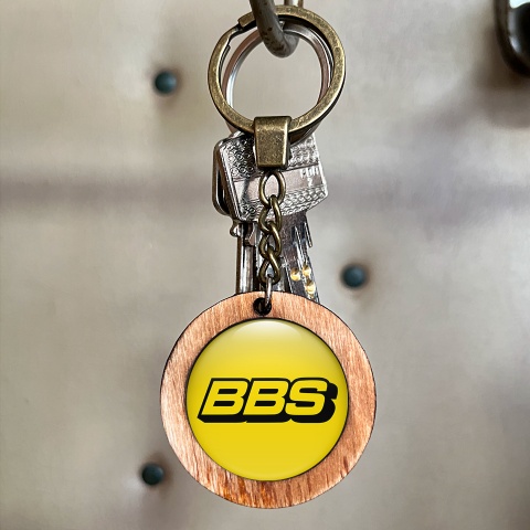 BBS Keychain Handmade from Wood Yellow