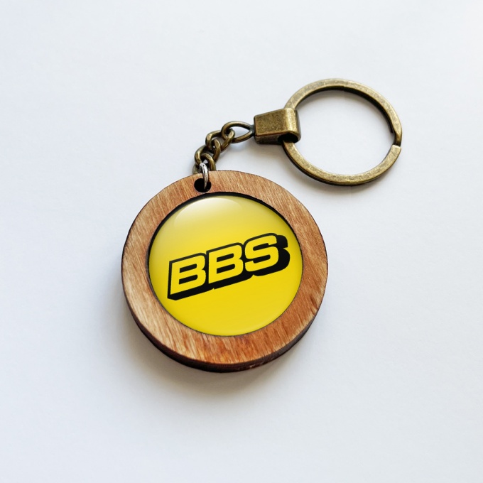 BBS Keychain Handmade from Wood Yellow