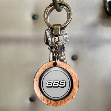 BBS Wood Handmade Keychain Grey Ring