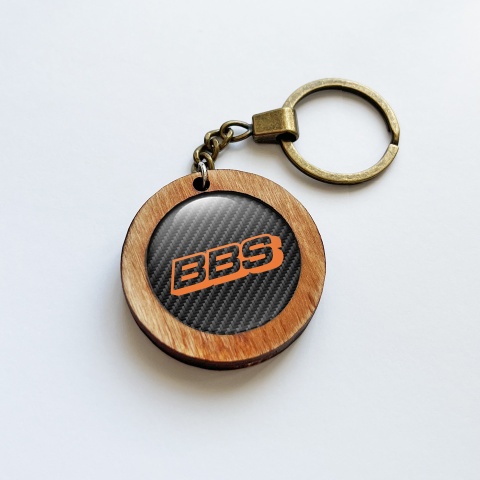 BBS Handmade Wood Keychain Carbon Orange
