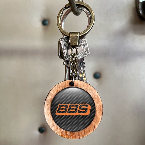 BBS Handmade Wood Keychain Carbon Orange