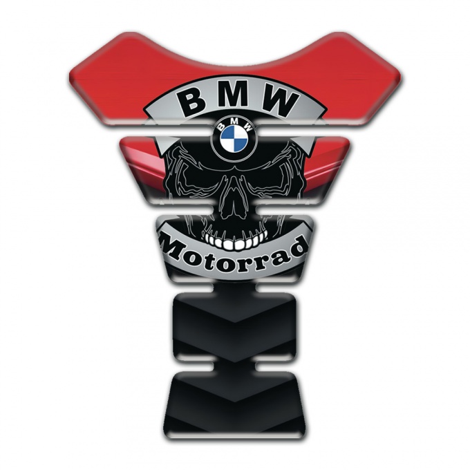 BMW Motorbike Tank Pad Red Black Design with Skull Logo Motorrad Style