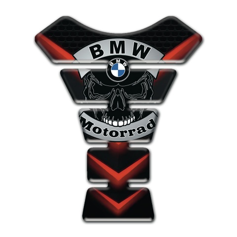 BMW Motorbike Tank Pad Black with Red V Shape Lines Design 