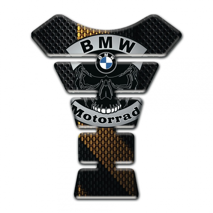 BMW Motorbike Tank Pad Brown Black Patterns and Skull Logo Design 
