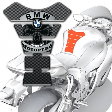 BMW Motorbike Tank Pad Skull Logo Design with Grey Black base 