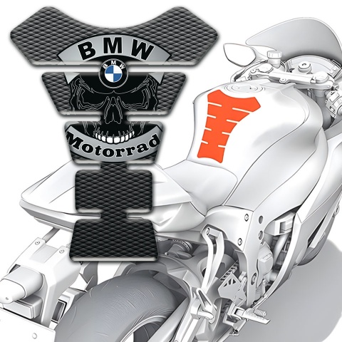 BMW Motorbike Tank Pad Skull Logo Design with Grey Black base 