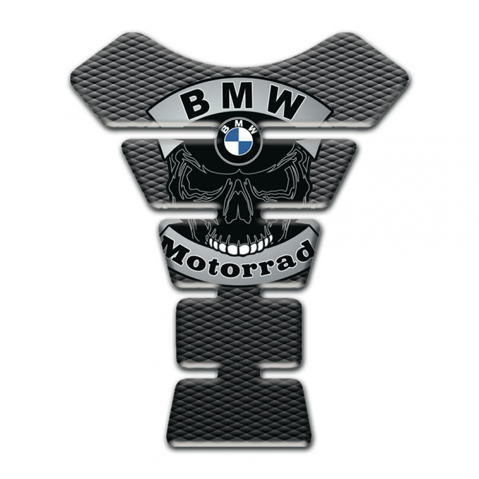 BMW Motorbike Tank Pad Skull Logo Design with Grey Black base 