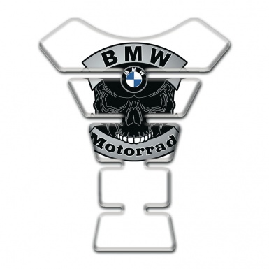 BMW Tank Guard Pads Skull Logo Motorrad Edition White Base 