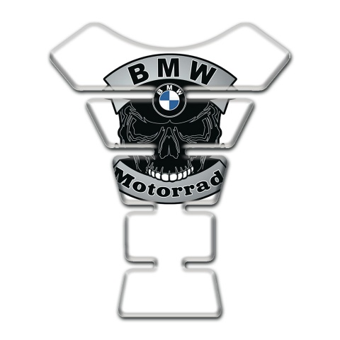 BMW Tank Guard Pads Skull Logo Motorrad Edition White Base 