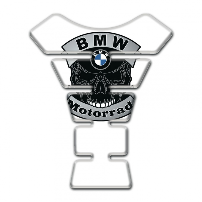 BMW Tank Guard Pads Skull Logo Motorrad Edition White Base 