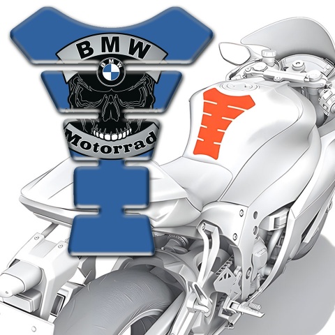 BMW Tank Pad Protector Skull Logo Blue Base 