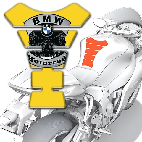 BMW  Motorbike Tank Pad Skull Logo Yellow base Style 