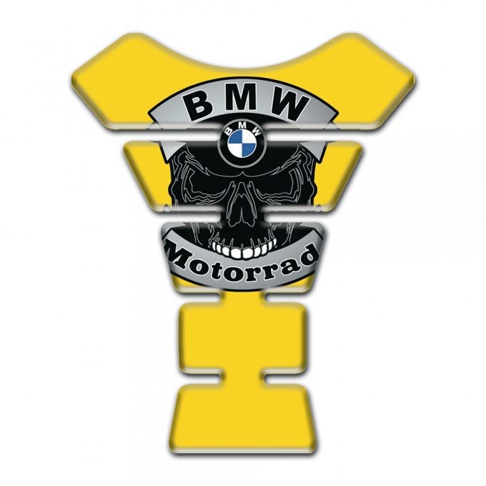 BMW  Motorbike Tank Pad Skull Logo Yellow base Style 