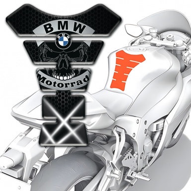 BMW Motorrad Tank Pad Protector Skull Logo White Lights Design