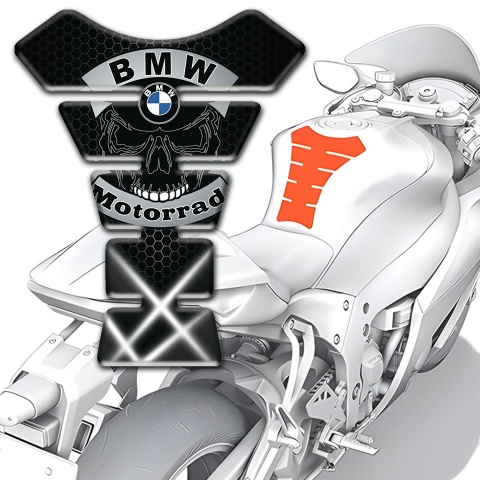 BMW Motorrad Tank Pad Protector Skull Logo White Lights Design 