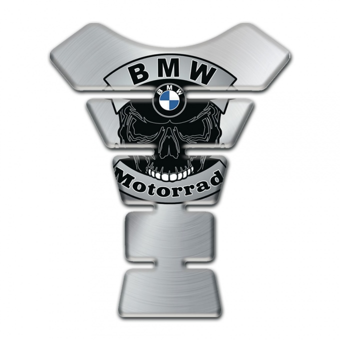 BMW Motorbike Tank Pad Skull Logo Motorrad Edition Silver Base print 