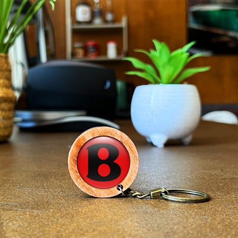 Bentley Wood Keychain Handmade Red Black