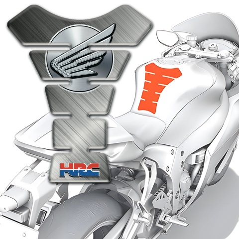 Honda HRC Tank Guard Pads Polished base Logo Wings Design 