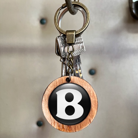 Bentley Handmade Wood Keychain Black White
