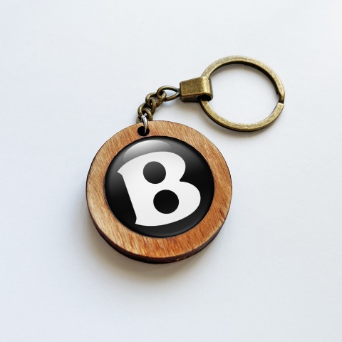 Bentley Handmade Wood Keychain Black White
