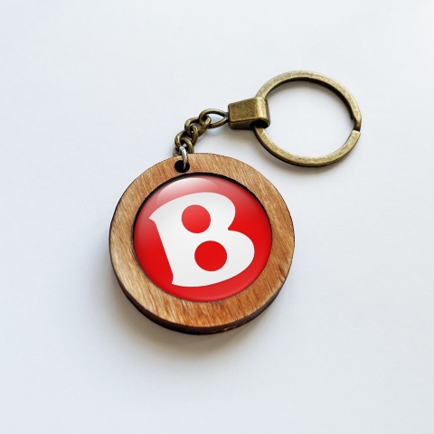 Bentley Keychain Handmade Wood Red White