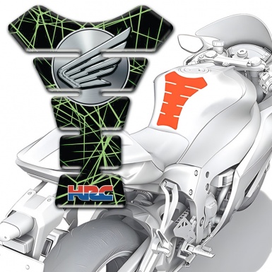 Honda Tank Pad Motorbike Green Spider Web Design HRC Style 