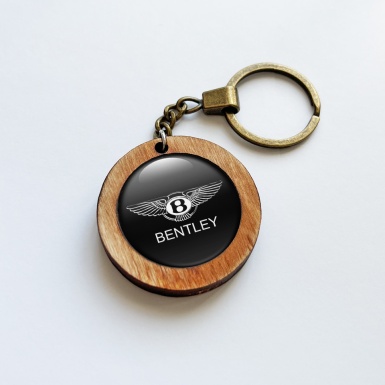 Bentley Keychain Handmade from Wood Black Fly Logo