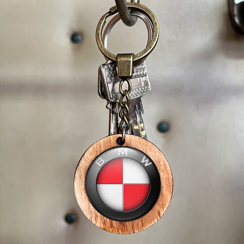 BMW Keychain Handmade Wood Red Devil