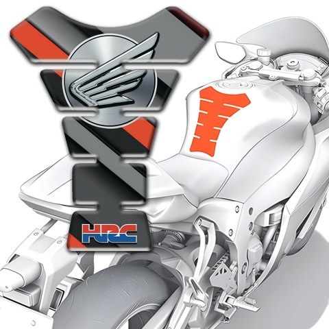 Honda Tank Fuse Grey Orange Diagonal Lines Wings Logo 