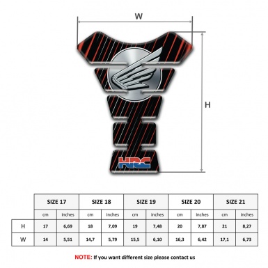 Honda Tank Protector HRC Style Black Base with Red White Stripes 